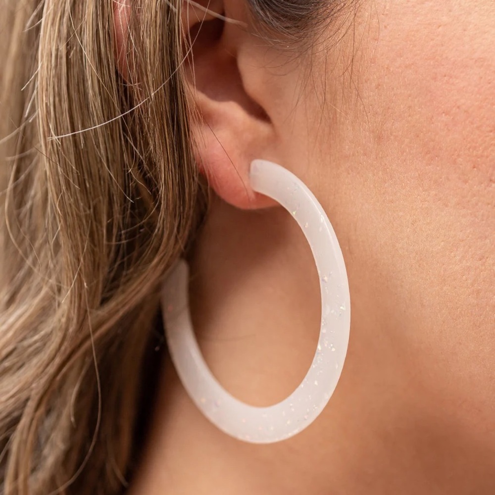 Haute Tamale White Hoop Earrings